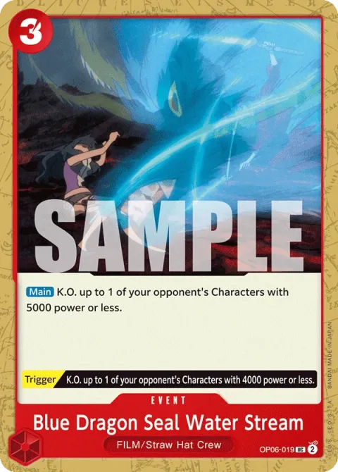 Carte One Piece Blue Dragon Seal Water Stream OP06-019, extension Wings of the Captain (sortie anglaise)