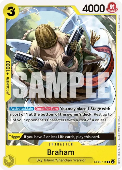 Carte One Piece Braham OP06-111, extension Wings of the Captain (sortie anglaise)