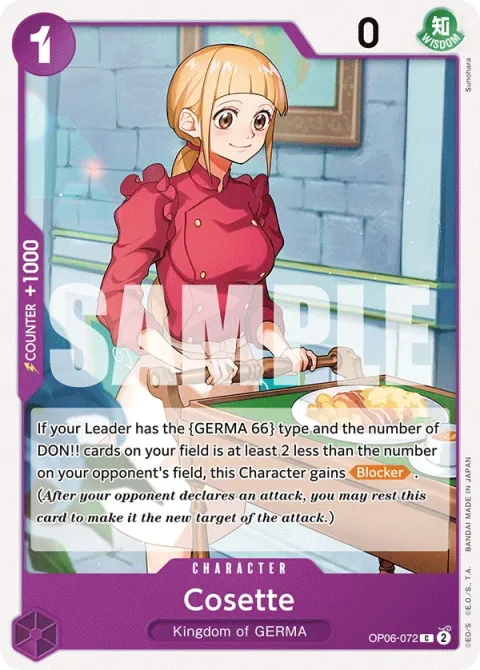 Carte One Piece Cosette OP06-072, extension Wings of the Captain (sortie anglaise)