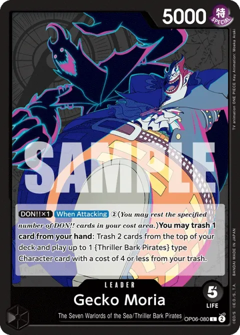 Carte One Piece Gecko Moria OP06-080, extension Wings of the Captain (sortie anglaise)