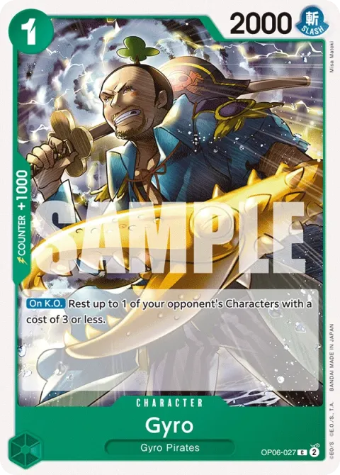 Carte One Piece Gyro OP06-027, extension Wings of the Captain (sortie anglaise)