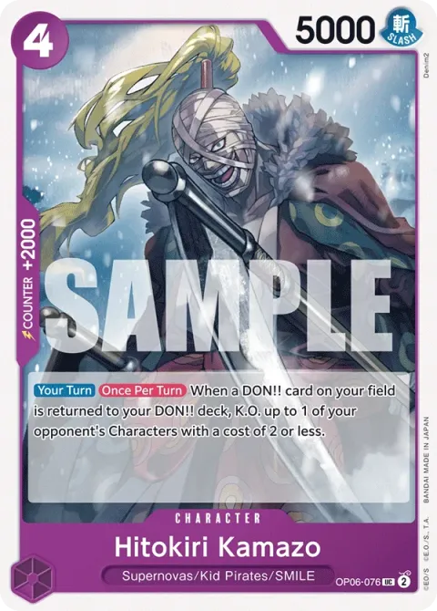 Carte One Piece Hitokiri Kamazo OP06-076, extension Wings of the Captain (sortie anglaise)