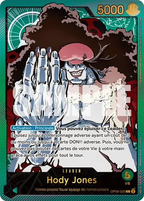 Carte One Piece Hody Jones OP06-020 · parallèle, extension Wings of the Captain (sortie anglaise)