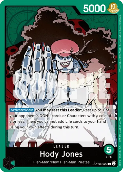Carte One Piece Hody Jones OP06-020, extension Wings of the Captain (sortie anglaise)
