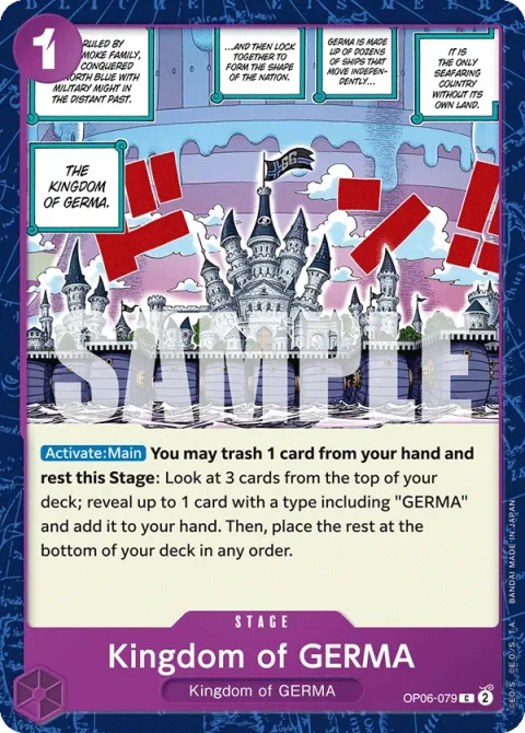 Carte One Piece Kingdom of GERMA OP06-079, extension Wings of the Captain (sortie anglaise)