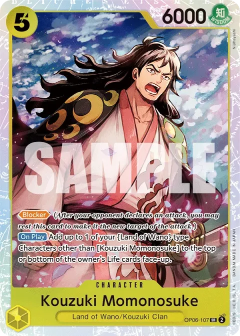 Carte One Piece Kouzuki Momonosuke OP06-107, extension Wings of the Captain (sortie anglaise)