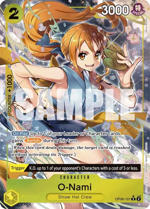 Carte One Piece O-Nami OP06-101 · parallèle, extension Wings of the Captain (sortie anglaise)