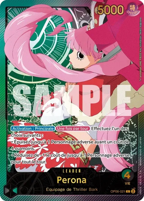 Carte One Piece Perona OP06-021 · parallèle, extension Wings of the Captain (sortie anglaise)