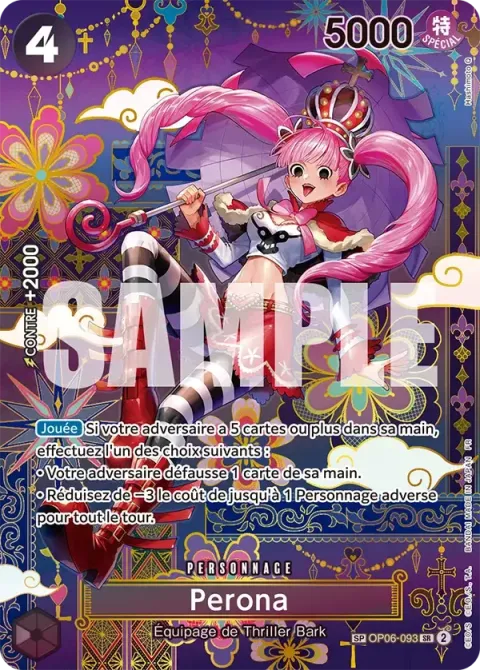 Carte One Piece Perona OP06-093 · parallèle, extension Wings of the Captain (sortie anglaise)