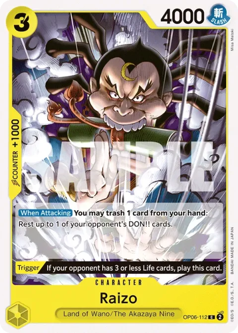 Carte One Piece Raizo OP06-112, extension Wings of the Captain (sortie anglaise)