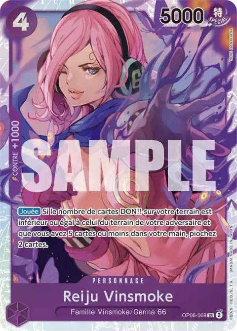 Carte One Piece Reiju Vinsmoke OP06-069 · parallèle, extension Wings of the Captain (sortie anglaise)