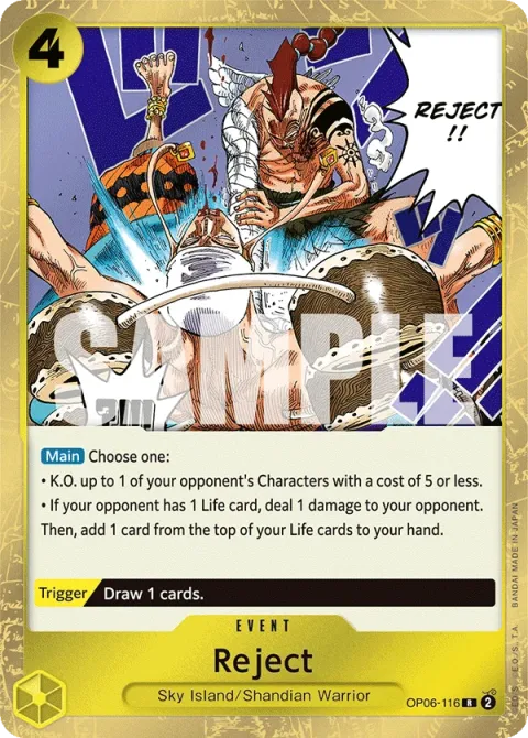 Carte One Piece Reject OP06-116, extension Wings of the Captain (sortie anglaise)