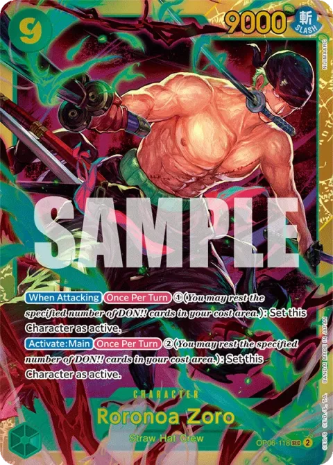 Carte One Piece Roronoa Zoro OP06-118, extension Wings of the Captain (sortie anglaise)