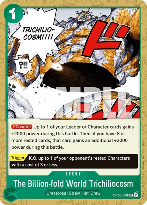 Carte One Piece The Billion-fold World Trichiliocosm OP06-038, extension Wings of the Captain (sortie anglaise)