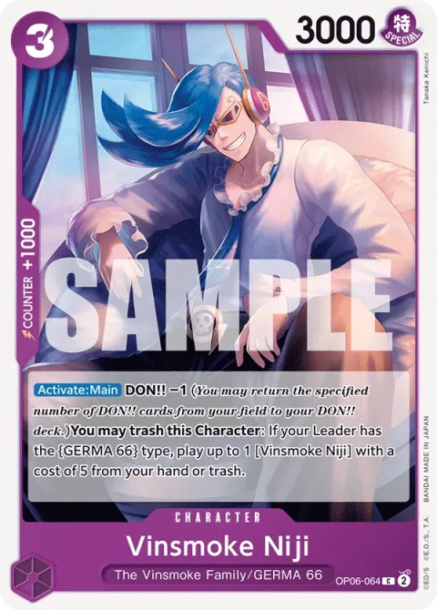 Carte One Piece Vinsmoke Niji OP06-064, extension Wings of the Captain (sortie anglaise)