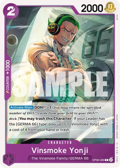 Carte One Piece Vinsmoke Yonji OP06-066, extension Wings of the Captain (sortie anglaise)