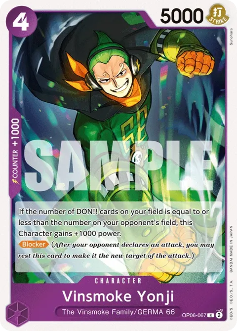 Carte One Piece Vinsmoke Yonji OP06-067, extension Wings of the Captain (sortie anglaise)