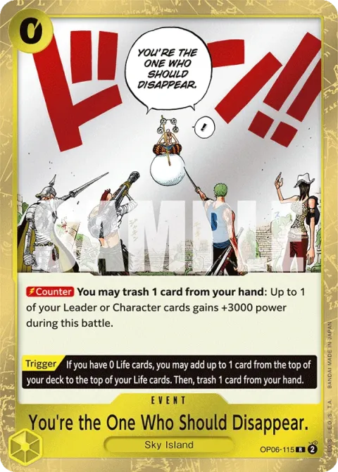 Carte One Piece You’re the One Who Should Disappear. OP06-115, extension Wings of the Captain (sortie anglaise)
