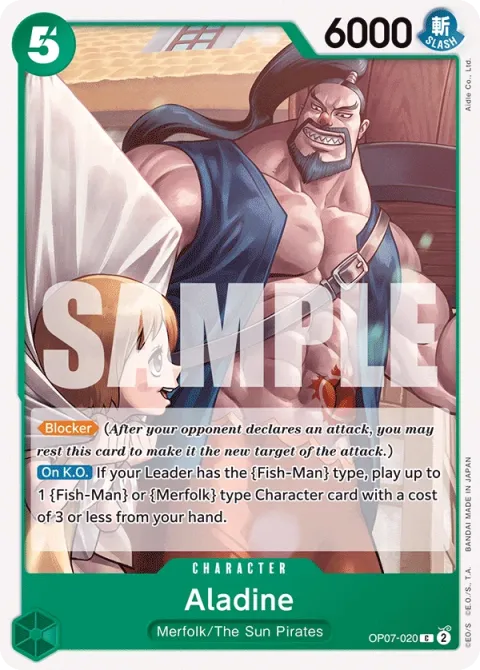 Carte One Piece Aladine OP07-020, extension 500 Years in the Future (sortie anglaise)