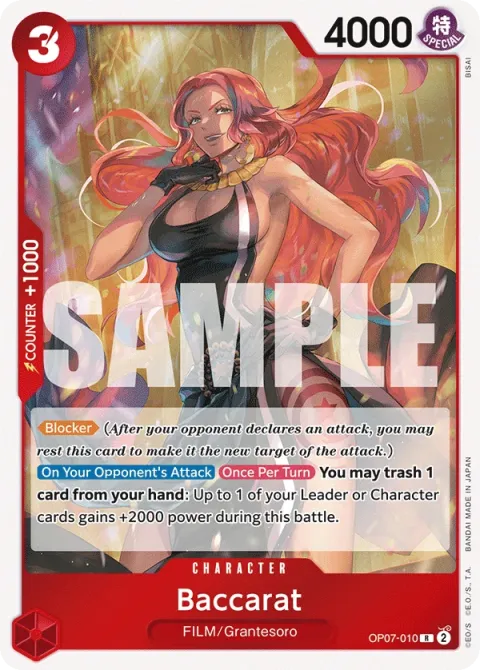 Carte One Piece Baccarat OP07-010, extension 500 Years in the Future (sortie anglaise)
