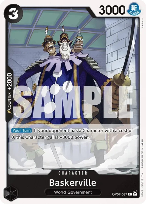 Carte One Piece Baskerville OP07-087, extension 500 Years in the Future (sortie anglaise)