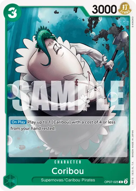 Carte One Piece Coribou OP07-025, extension 500 Years in the Future (sortie anglaise)