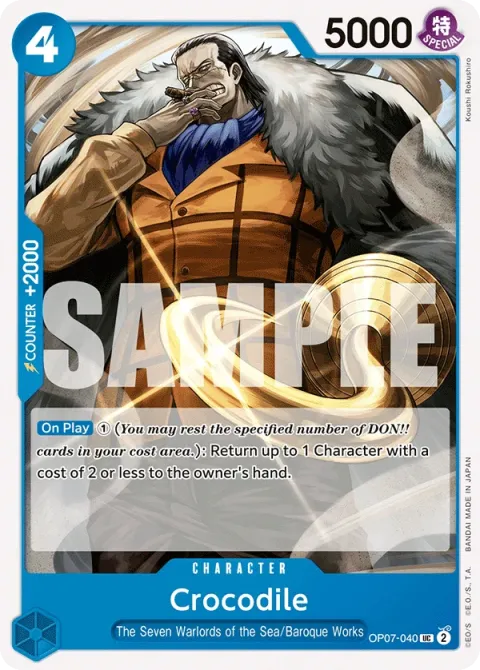Carte One Piece Crocodile OP07-040, extension 500 Years in the Future (sortie anglaise)