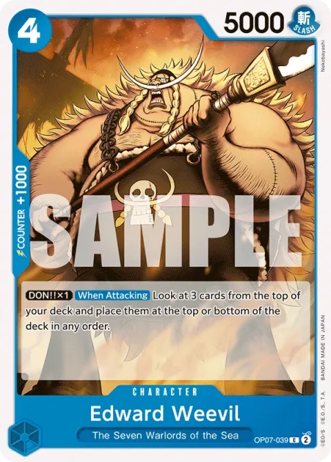 Carte One Piece Edward Weevil OP07-039, extension 500 Years in the Future (sortie anglaise)