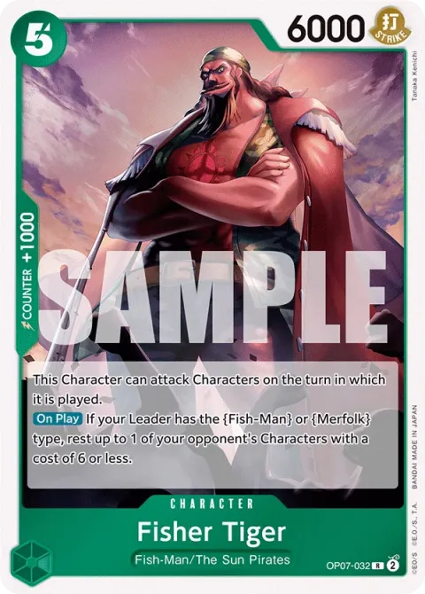 Carte One Piece Fisher Tiger OP07-032, extension 500 Years in the Future (sortie anglaise)