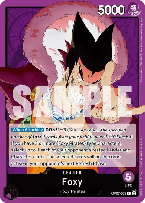 Carte One Piece Foxy OP07-059, extension 500 Years in the Future (sortie anglaise)