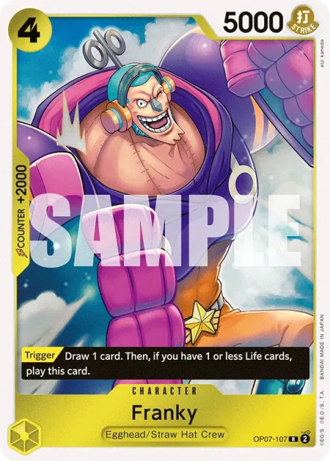 Carte One Piece Franky OP07-107, extension 500 Years in the Future (sortie anglaise)