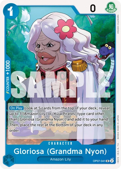 Carte One Piece Gloriosa (Grandma Nyon) OP07-041, extension 500 Years in the Future (sortie anglaise)