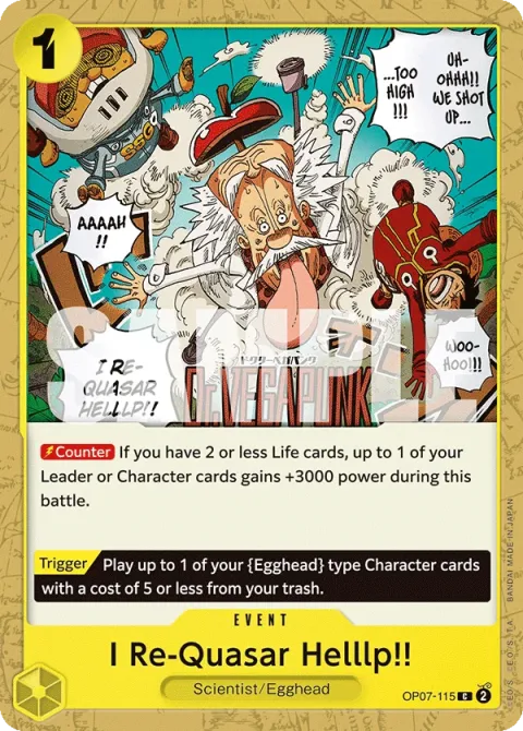 Carte One Piece I Re-Quasar Helllp!! OP07-115, extension 500 Years in the Future (sortie anglaise)