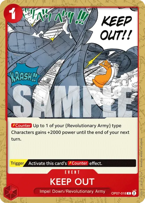 Carte One Piece KEEP OUT OP07-018, extension 500 Years in the Future (sortie anglaise)