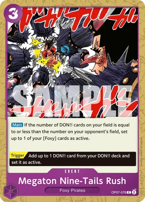 Carte One Piece Megaton Nine-Tails Rush OP07-078, extension 500 Years in the Future (sortie anglaise)