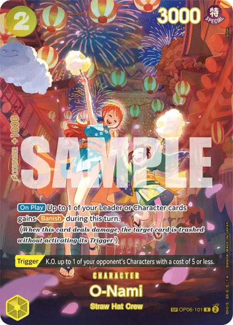 Carte One Piece O-Nami OP06-101 · parallèle 2, extension 500 Years in the Future (sortie anglaise)