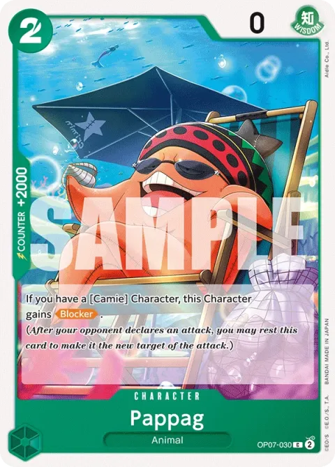 Carte One Piece Pappag OP07-030, extension 500 Years in the Future (sortie anglaise)