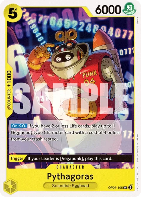 Carte One Piece Pythagoras OP07-105, extension 500 Years in the Future (sortie anglaise)