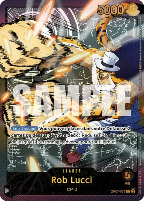 Carte One Piece Rob Lucci OP07-079 · parallèle, extension 500 Years in the Future (sortie anglaise)