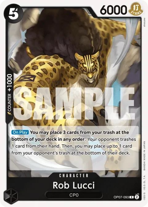 Carte One Piece Rob Lucci OP07-093, extension 500 Years in the Future (sortie anglaise)