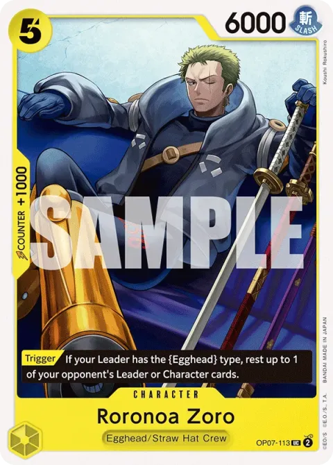 Carte One Piece Roronoa Zoro OP07-113, extension 500 Years in the Future (sortie anglaise)