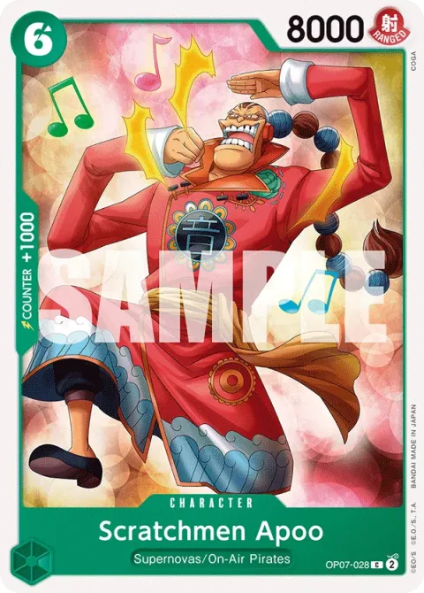 Carte One Piece Scratchmen Apoo OP07-028, extension 500 Years in the Future (sortie anglaise)