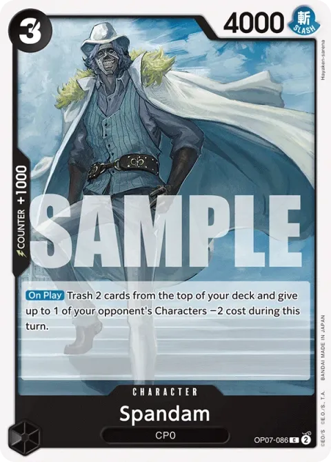 Carte One Piece Spandam OP07-086, extension 500 Years in the Future (sortie anglaise)