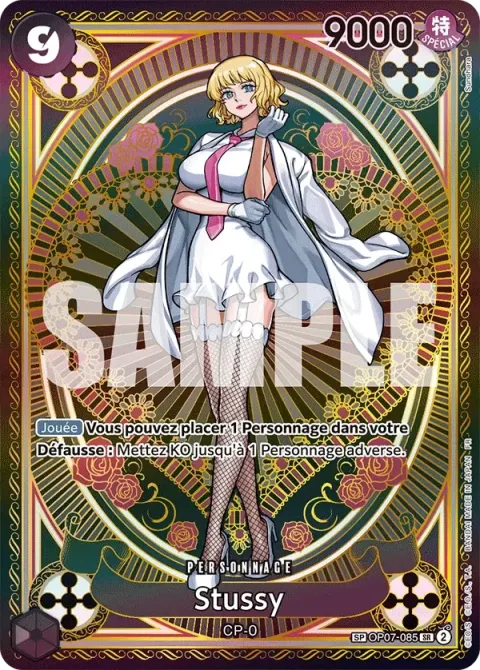 Carte One Piece Stussy OP07-085 · parallèle, extension 500 Years in the Future (sortie anglaise)