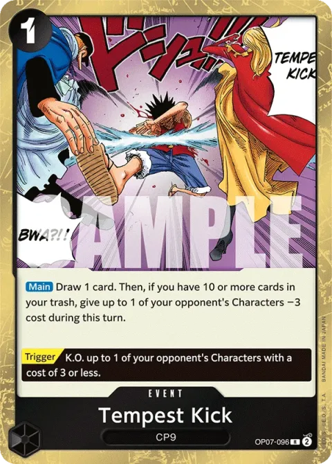 Carte One Piece Tempest Kick OP07-096, extension 500 Years in the Future (sortie anglaise)
