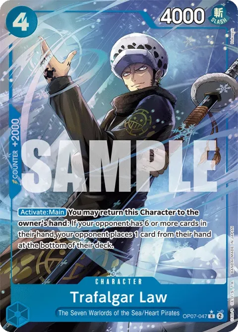 Carte One Piece Trafalgar Law OP07-047 · parallèle, extension 500 Years in the Future (sortie anglaise)