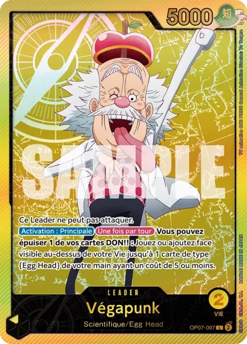 Carte One Piece Végapunk OP07-097 · parallèle, extension 500 Years in the Future (sortie anglaise)