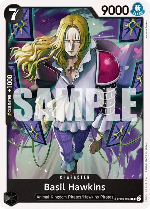 Carte One Piece Basil Hawkins OP08-089, extension Two Legends (sortie anglaise)