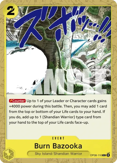 Carte One Piece Burn Bazooka OP08-116, extension Two Legends (sortie anglaise)