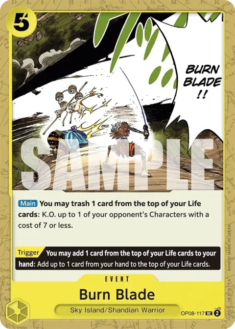 Carte One Piece Burn Blade OP08-117, extension Two Legends (sortie anglaise)